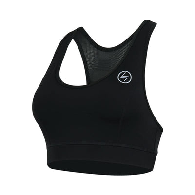 a women's black sports bra top